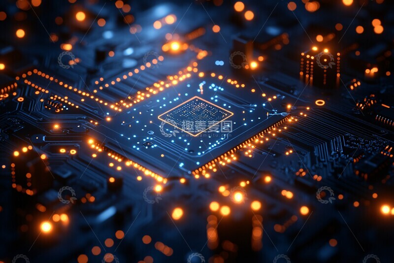 高清大图下载【趣麦麦图】数字电路板蓝光背景1