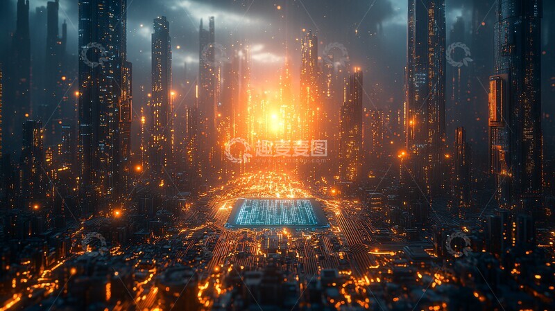 高清大图下载【趣麦麦图】悬浮芯片之光1