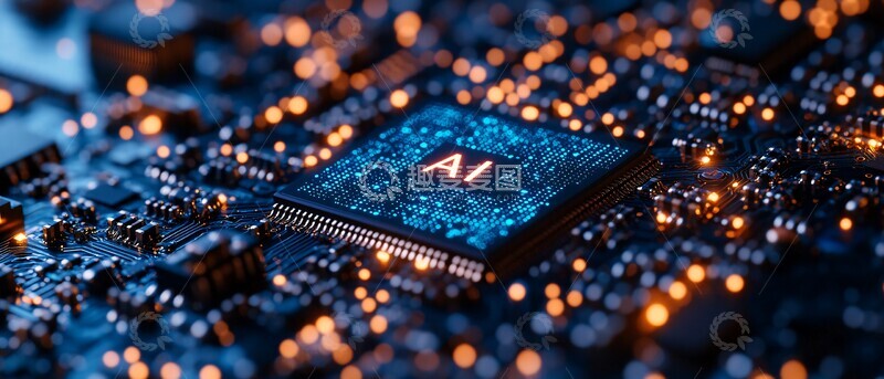 高清大图下载【趣麦麦图】蓝色微芯片电路板