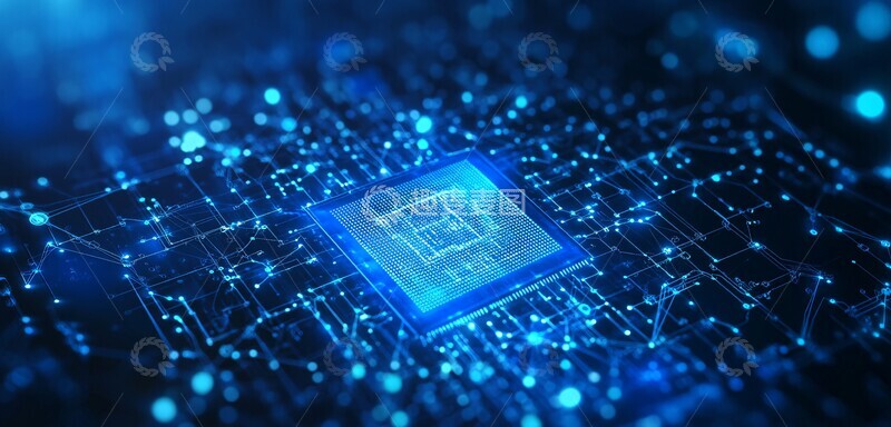 高清大图下载【趣麦麦图】数字芯片网络背景1