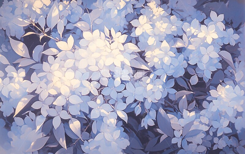 高清大图下载【趣麦麦图】白色紫花油彩画1