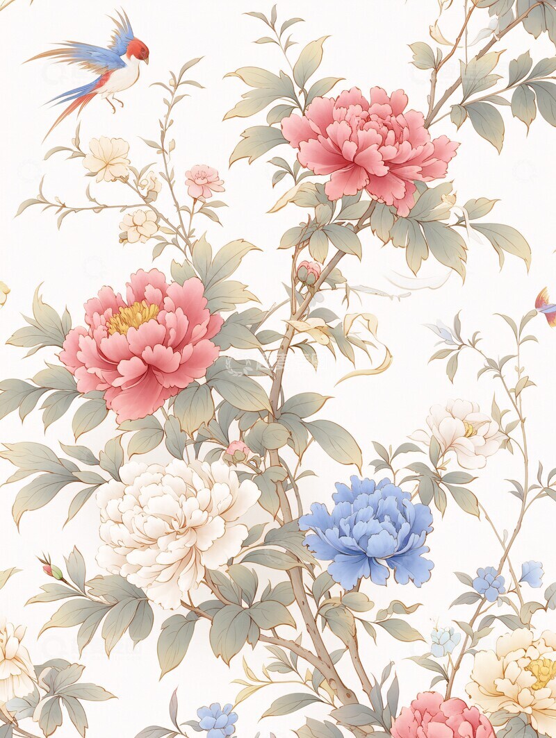 高清大图下载【趣麦麦图】牡丹图案壁纸设计2