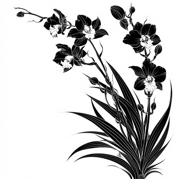 兰花剪影兰花剪影线条