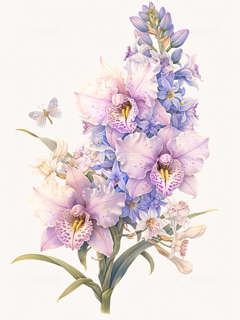 高清大图下载【趣麦麦图】兰科花卉图案