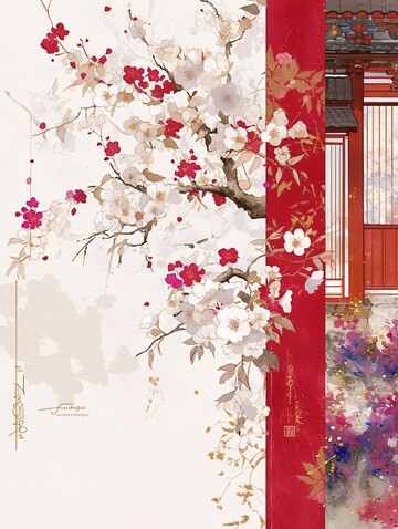 宫殿红梅图梅花宫殿图案2
