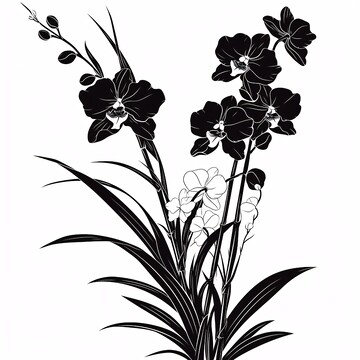 兰花剪影兰花剪影线条1