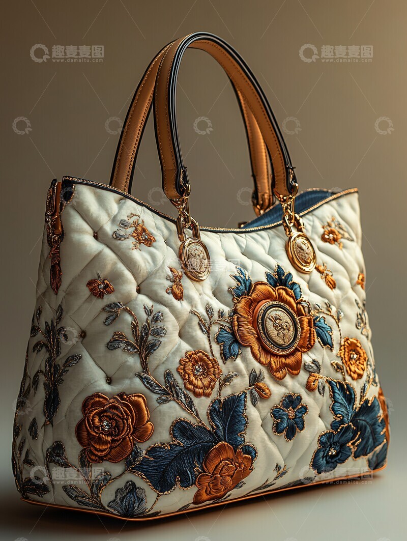 高清大图下载【趣麦麦图】简约刺绣手提袋1