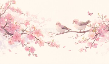 鸟栖樱花樱花鸟类蝴蝶2