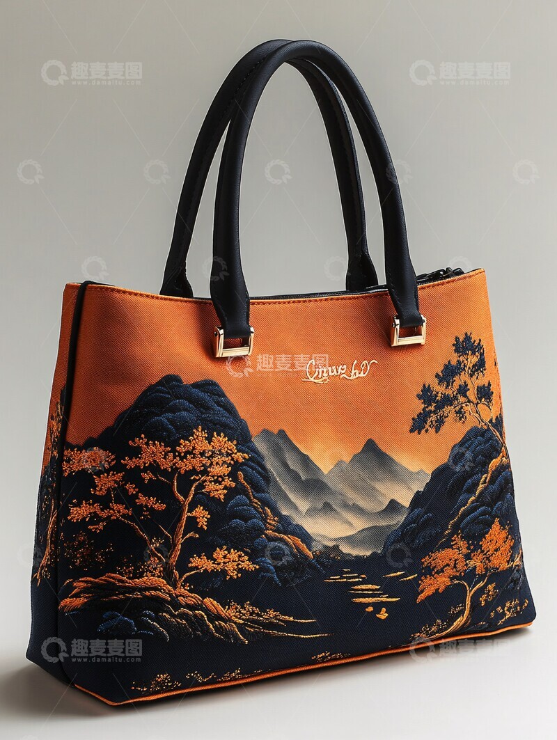 高清大图下载【趣麦麦图】迪奥风格刺绣手提袋2
