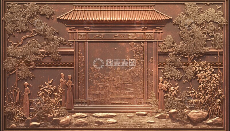 高清大图下载【趣麦麦图】铜雕越南建筑人物