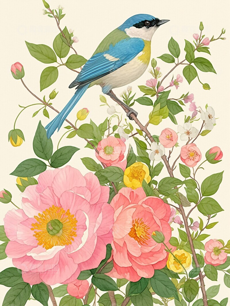 高清大图下载【趣麦麦图】粉色银莲花矢车菊2