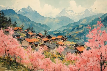 春风村景图春风村景诗书2