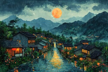 春风村景图春风村景诗书