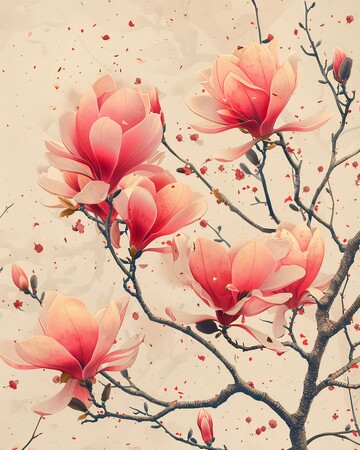 玉兰花枝对称图2