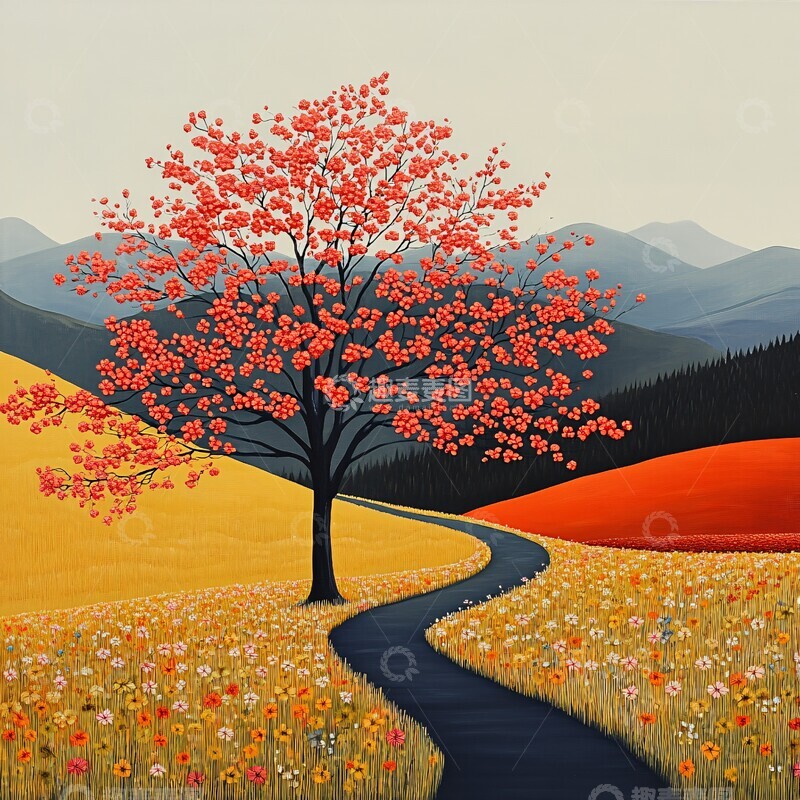 高清大图下载【趣麦麦图】春景线条春景线条色彩1