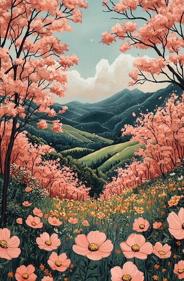 樱花与山野樱花山野绿色2