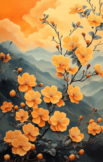 桂花与远山桂花远山橙色