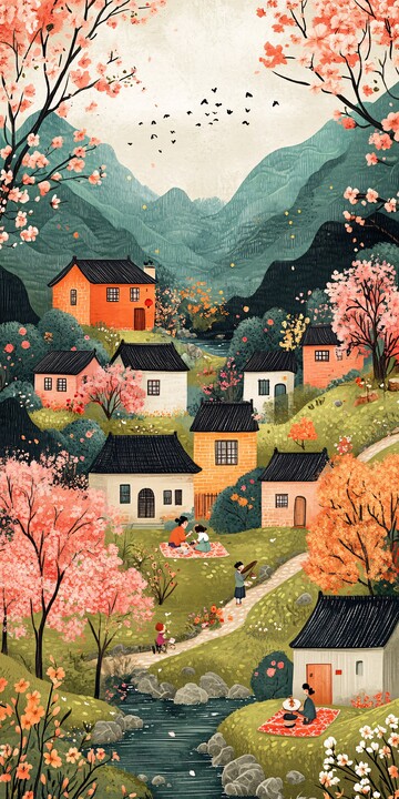 樱花树下野餐会