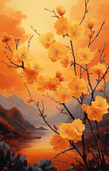 桂花与远山桂花远山橙色2