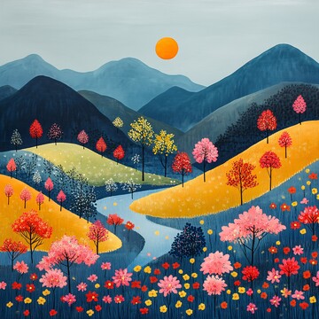 春景线条春景线条色彩