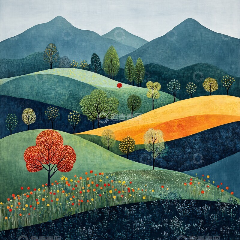 高清大图下载【趣麦麦图】春景线条春景线条色彩2