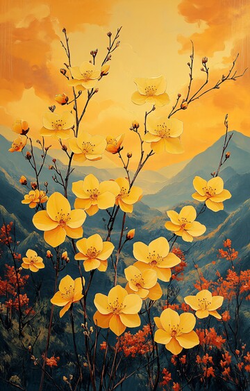 桂花与远山桂花远山橙色1