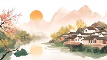 晨光中的河畔景致2