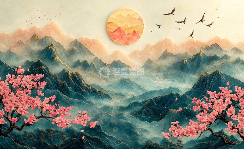 高清大图下载【趣麦麦图】桃花山景桃花山景云彩