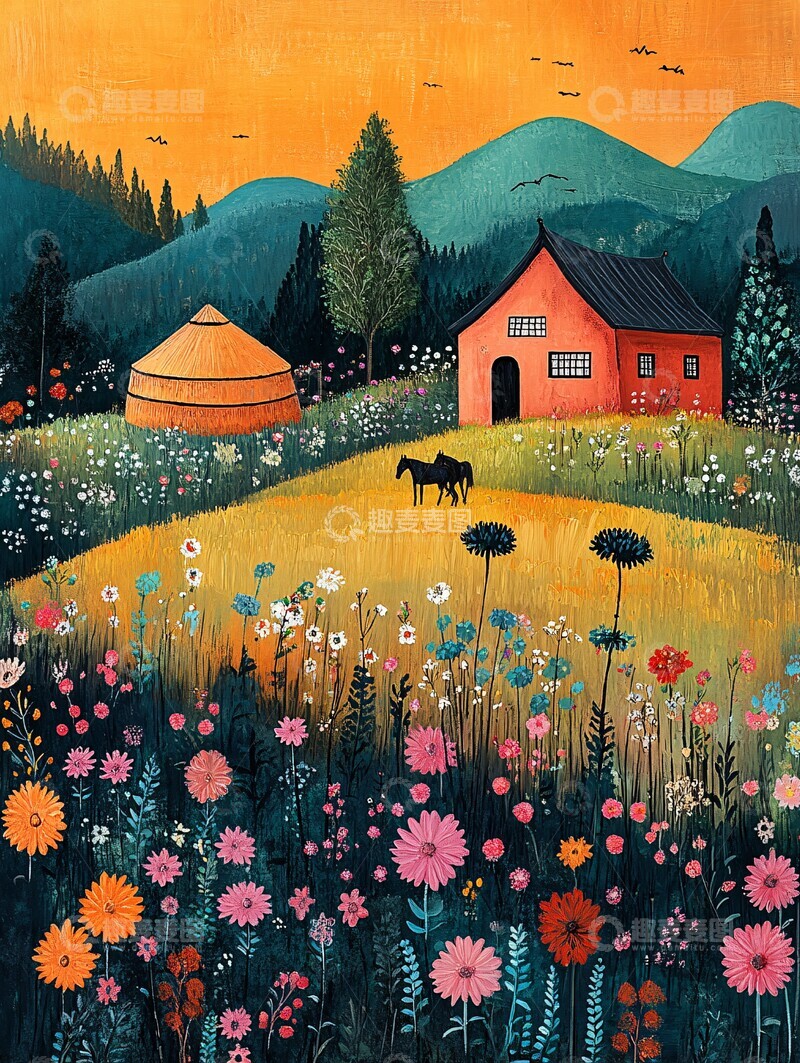 高清大图下载【趣麦麦图】草原轻风夏日图