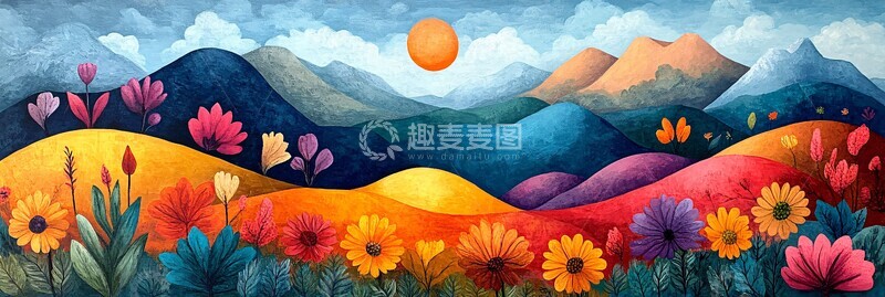 高清大图下载【趣麦麦图】儿童画梯田壁画