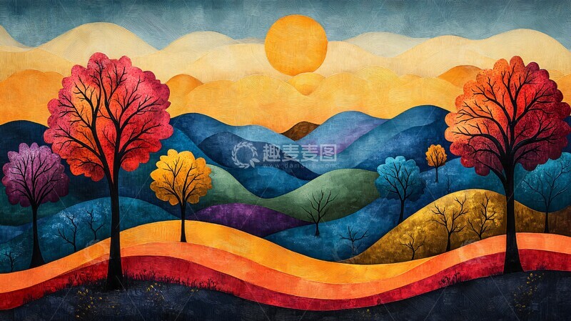 高清大图下载【趣麦麦图】春景几何图案2