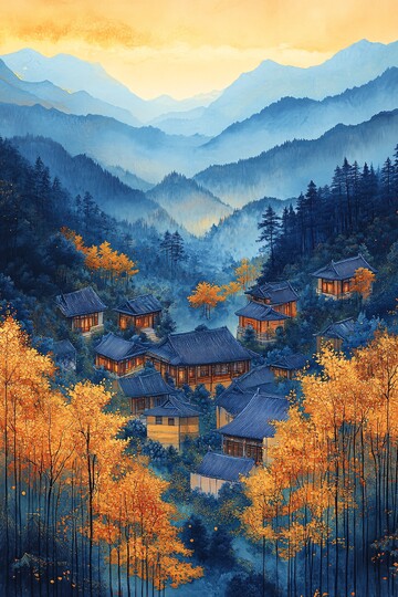 青山古村图青山古村山脉