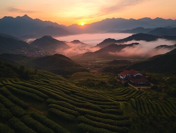 茶山茶树间茶山茶树山间