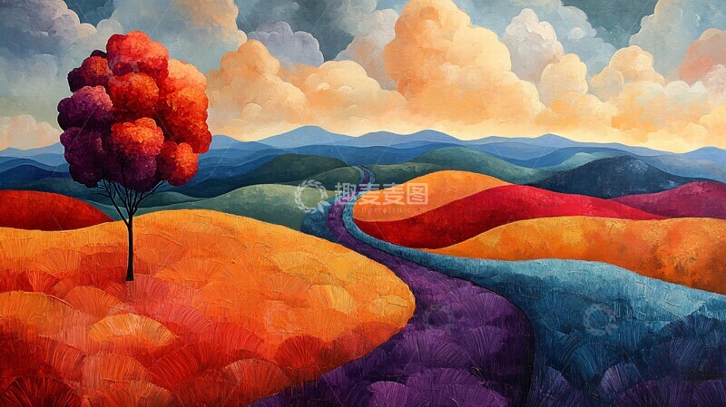 高清大图下载【趣麦麦图】风景乡野绘画1