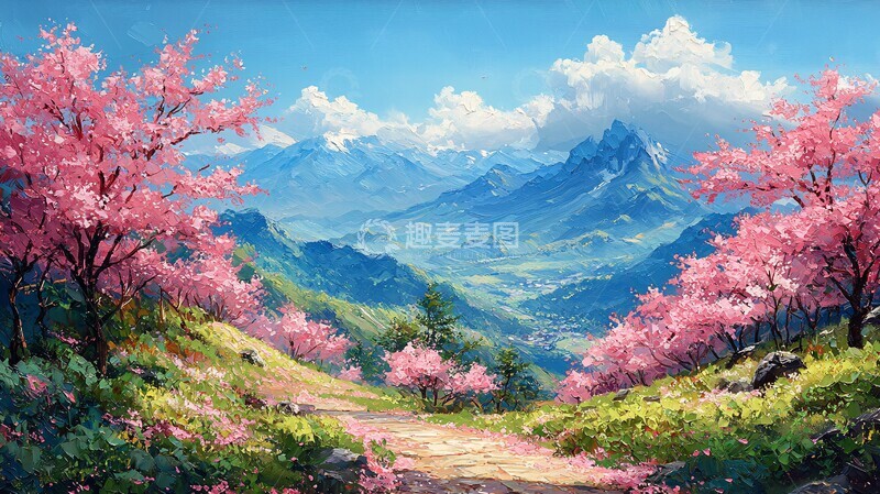 高清大图下载【趣麦麦图】茶园樱花阳光