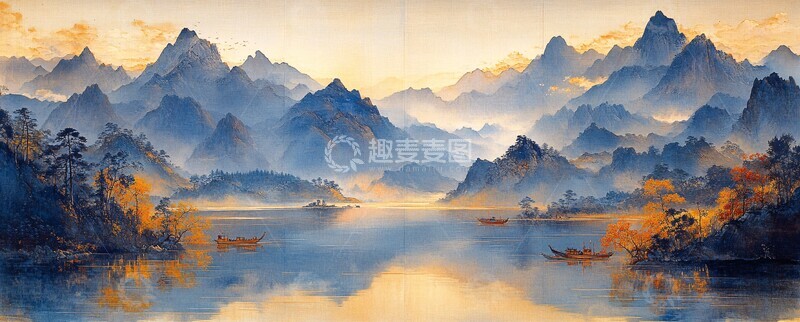 高清大图下载【趣麦麦图】云山绣色图云山绣色丝绢1