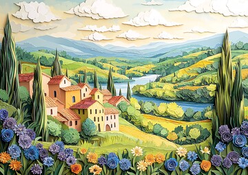 山间湖泊与古村2