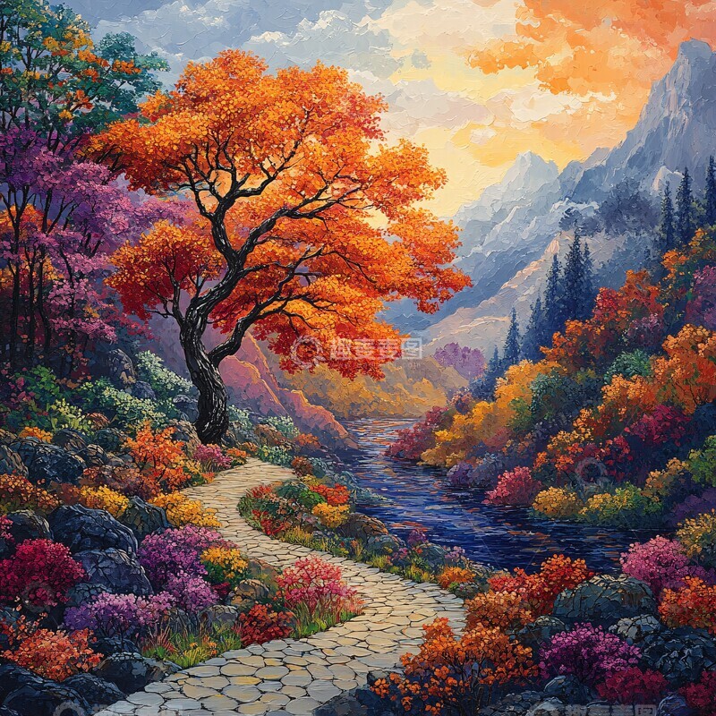 高清大图下载【趣麦麦图】禅意山水曲线2