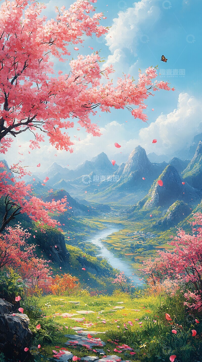 高清大图下载【趣麦麦图】春日花锦图春日花锦草地1