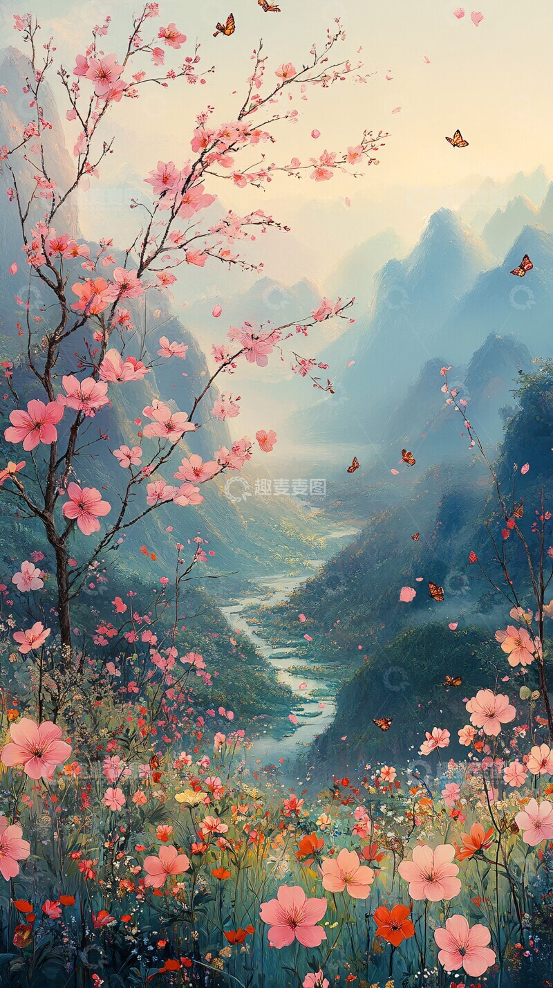 高清大图下载【趣麦麦图】春日花锦图春日花锦草地