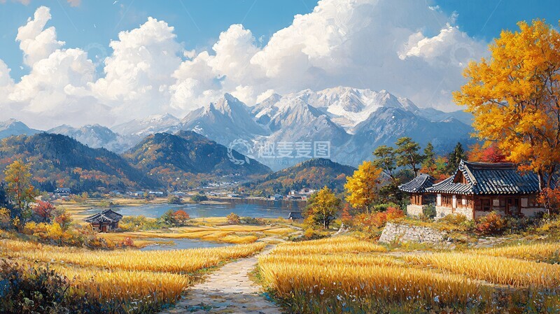 高清大图下载【趣麦麦图】秋收水稻场景