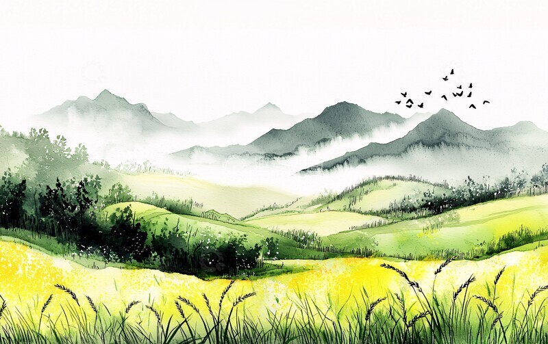 高清大图下载【趣麦麦图】立夏阳光绿山麦田1