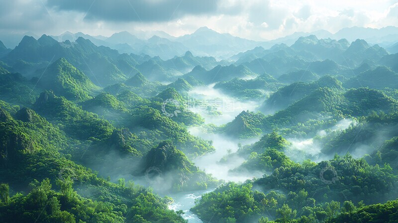 高清大图下载【趣麦麦图】牛肉骨汤流经山水1