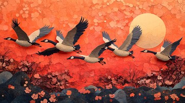 飞雁越花园飞雁花园剪纸2