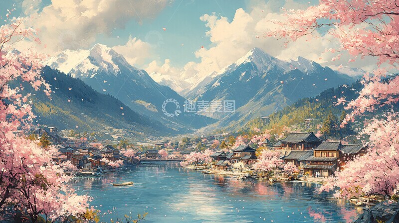 高清大图下载【趣麦麦图】渔夫村口答村民