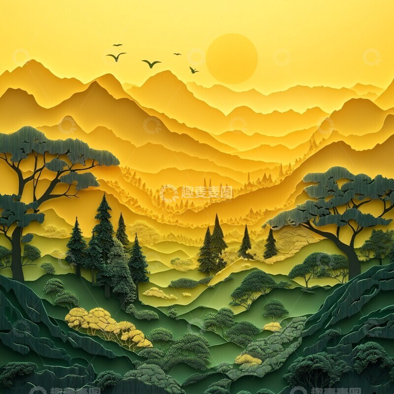 高清大图下载【趣麦麦图】茶园树影茶园树影黄光1