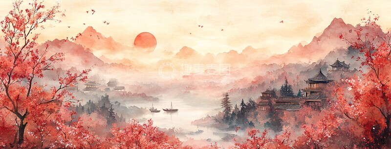 高清大图下载【趣麦麦图】桃花盛开的乡村1