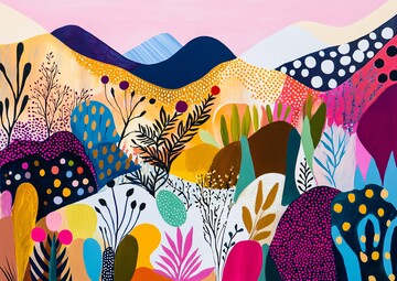 山谷与植物抽象画1