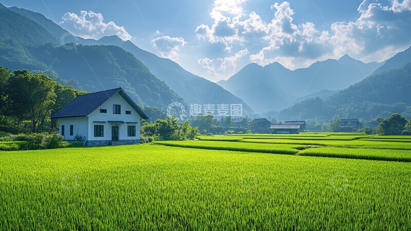 高清大图下载【趣麦麦图】绿色稻田远景