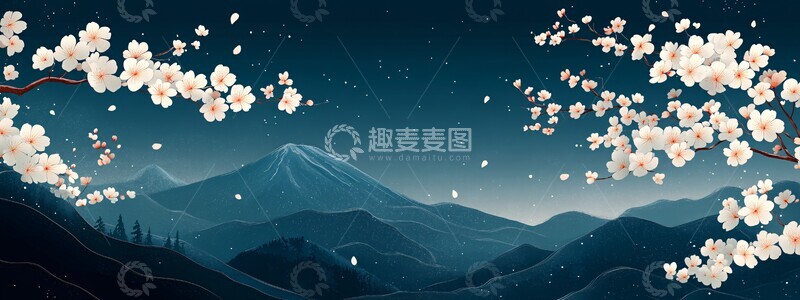 高清大图下载【趣麦麦图】樱花盛开山间1